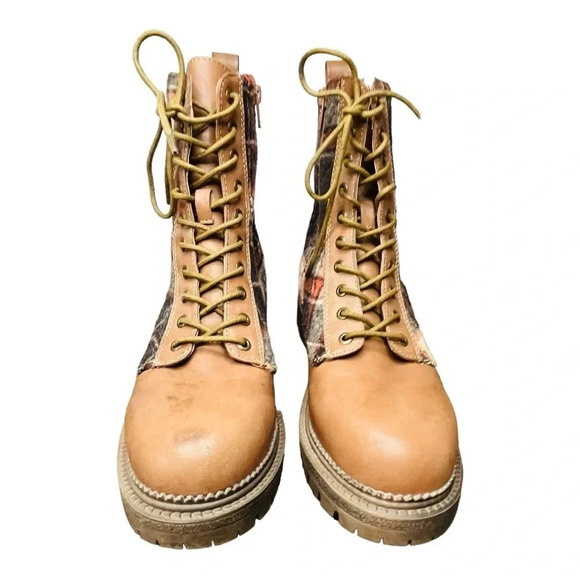 Rock & Candy Brown Plaid Lace Up Max Round Toe Platform Booties Women Size‎ 8.5 - Picture 6 of 14
